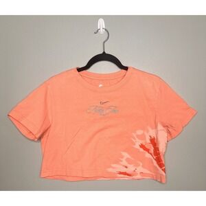 The nike tee‎ crop top size XS t shirt Peach short sleeve logo The Dye RARE